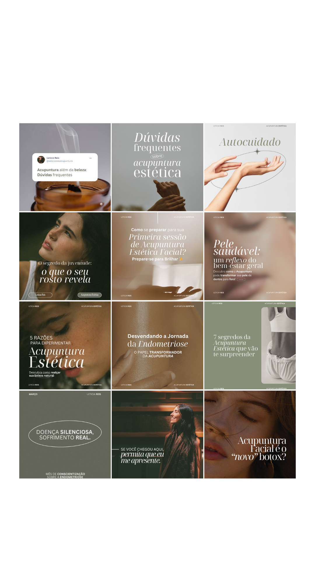 Depois: feed de Acupuntura com a nova direção visual