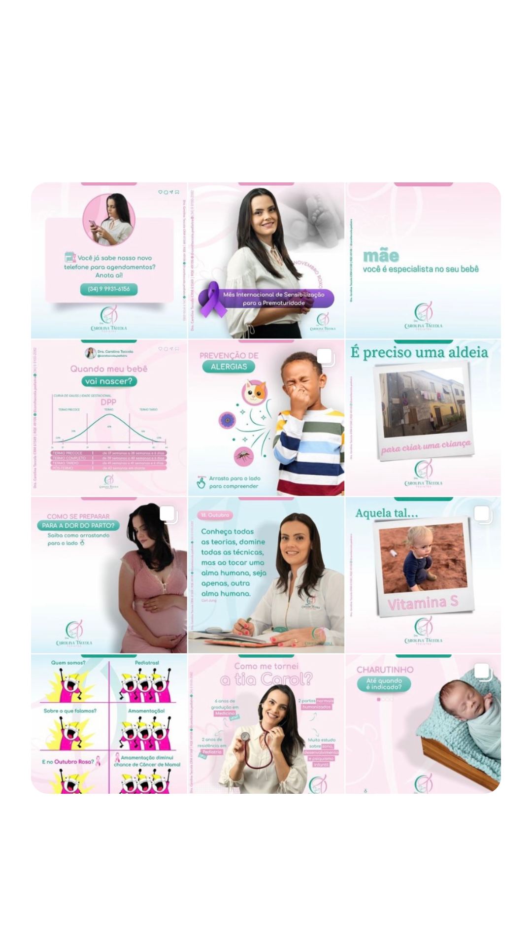 Antes: feed de Pediatria com a apresentação visual anterior