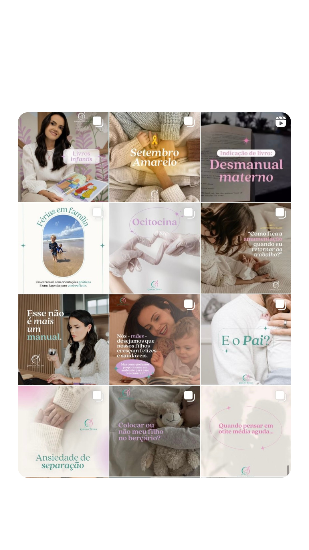 Depois: feed de Pediatria com a nova direção visual